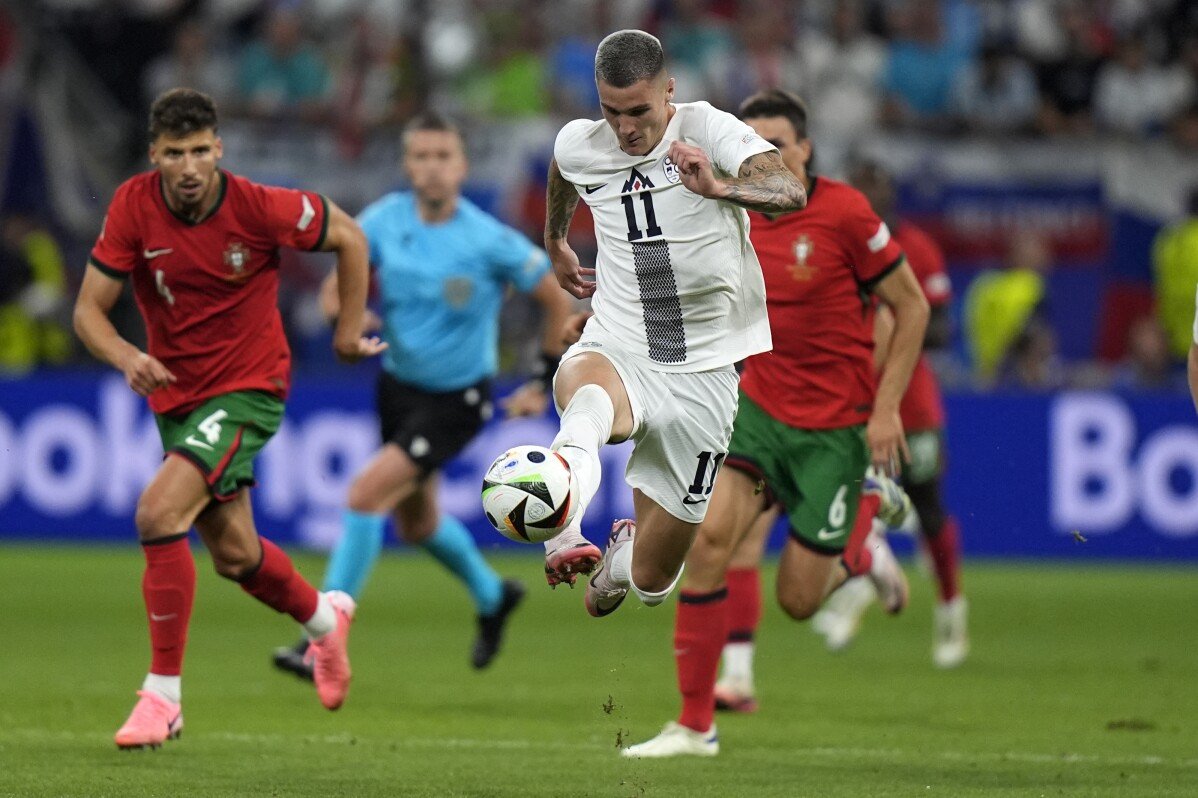 Slovenia's forward Šeško misses two chances to end Euro 2024 for Ronaldo’s Portugal